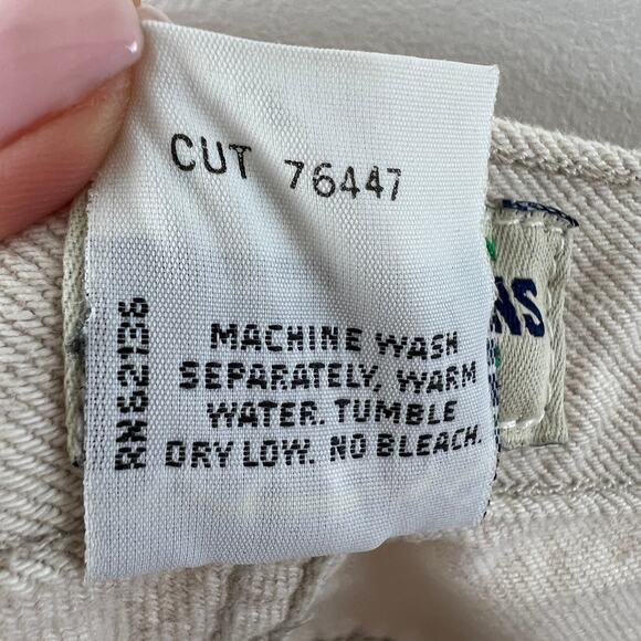 Vintage GUESS Jeans Straight Leg Mom Jeans High Waist Cotton Beige USA 32 VTG - Picture 7 of 7